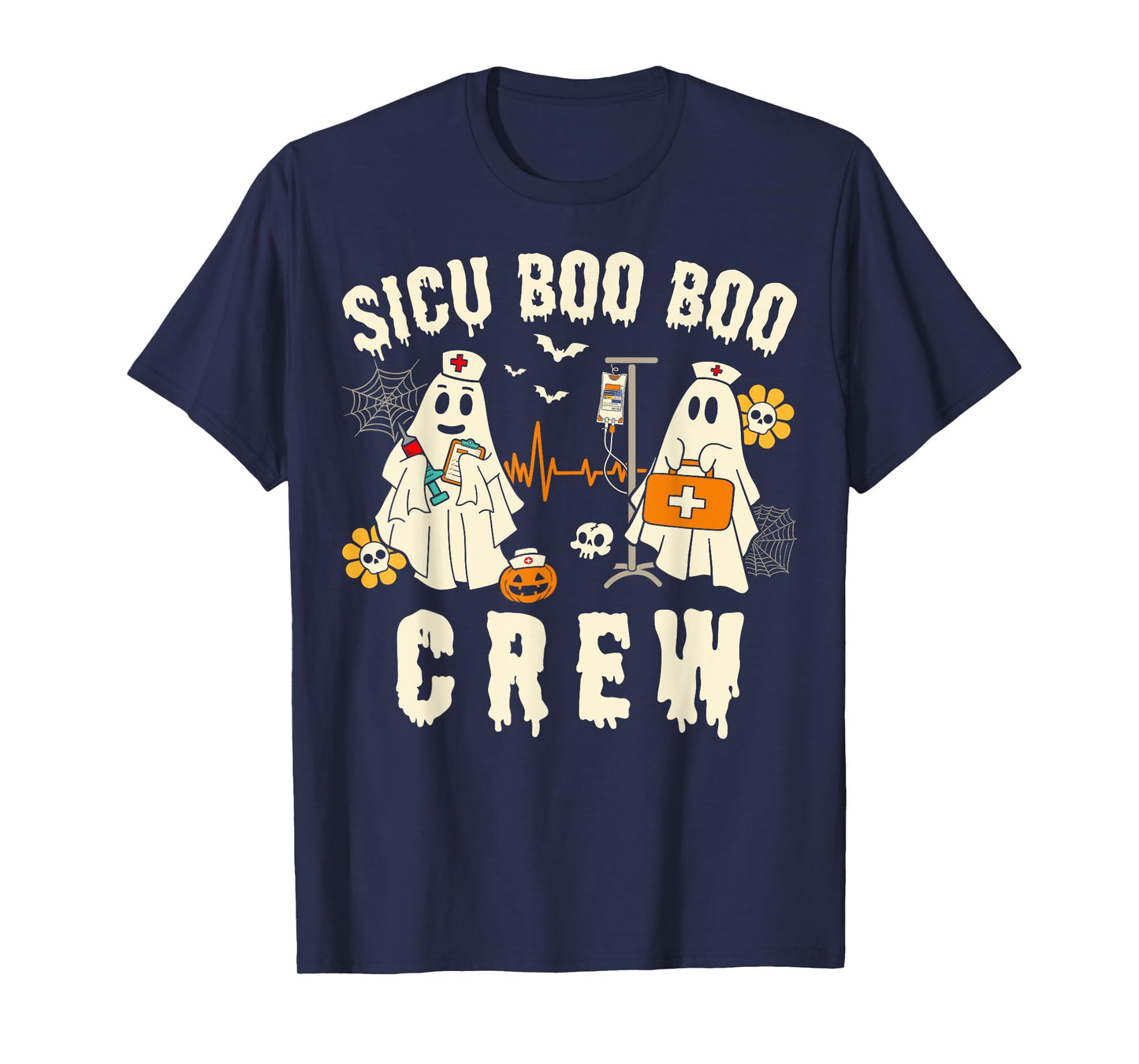 SICU Nurse Cute Health Worker Halloween Ghost Nurse T-Shirt