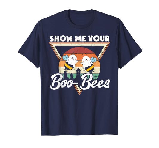 Show Me Your Boo-Bees Retro Funny Halloween Boo Bees T-Shirt