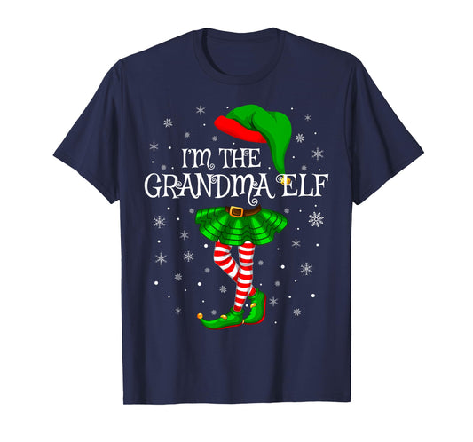 Family Matching Women Girls I'm The Grandma Elf Christmas T-Shirt