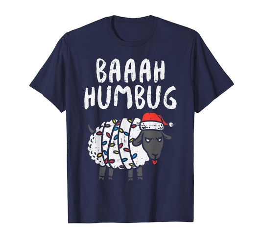 Baaah Humbug Sheep Xmas Lights Funny Anti Christmas Gift T-Shirt