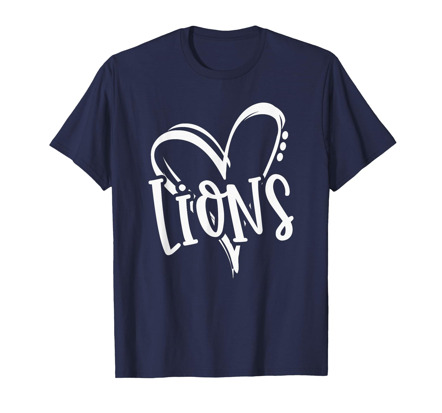 Lions School Sports Fan Team Spirit Heart T-Shirt