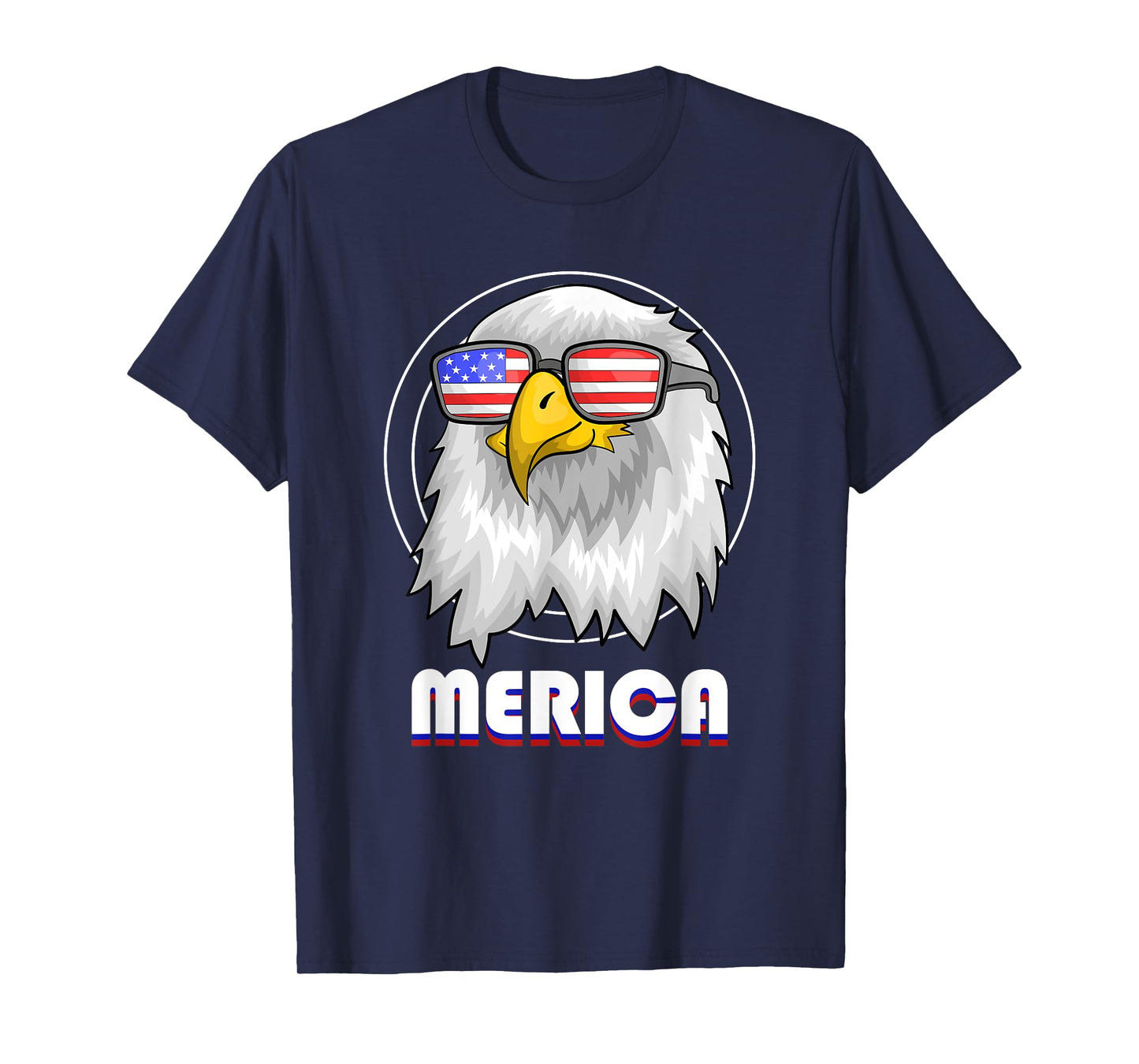 Cool US Flag Sunglasses 4th Of July Merica Bald Eagle Women Kids Men T-Shirt
