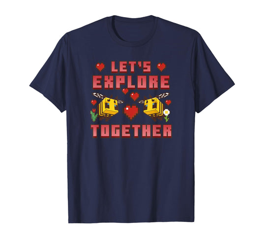 Minecraft Bees Let's Explore Together Hearts T-Shirt