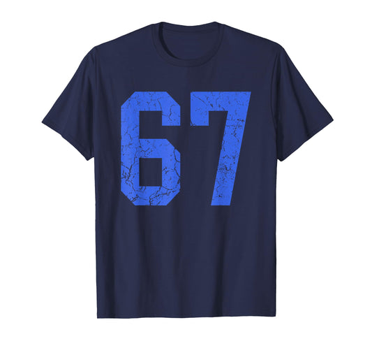 Distressed Royal Blue Number 67 Jersey Player Uniform #67 T-Shirt