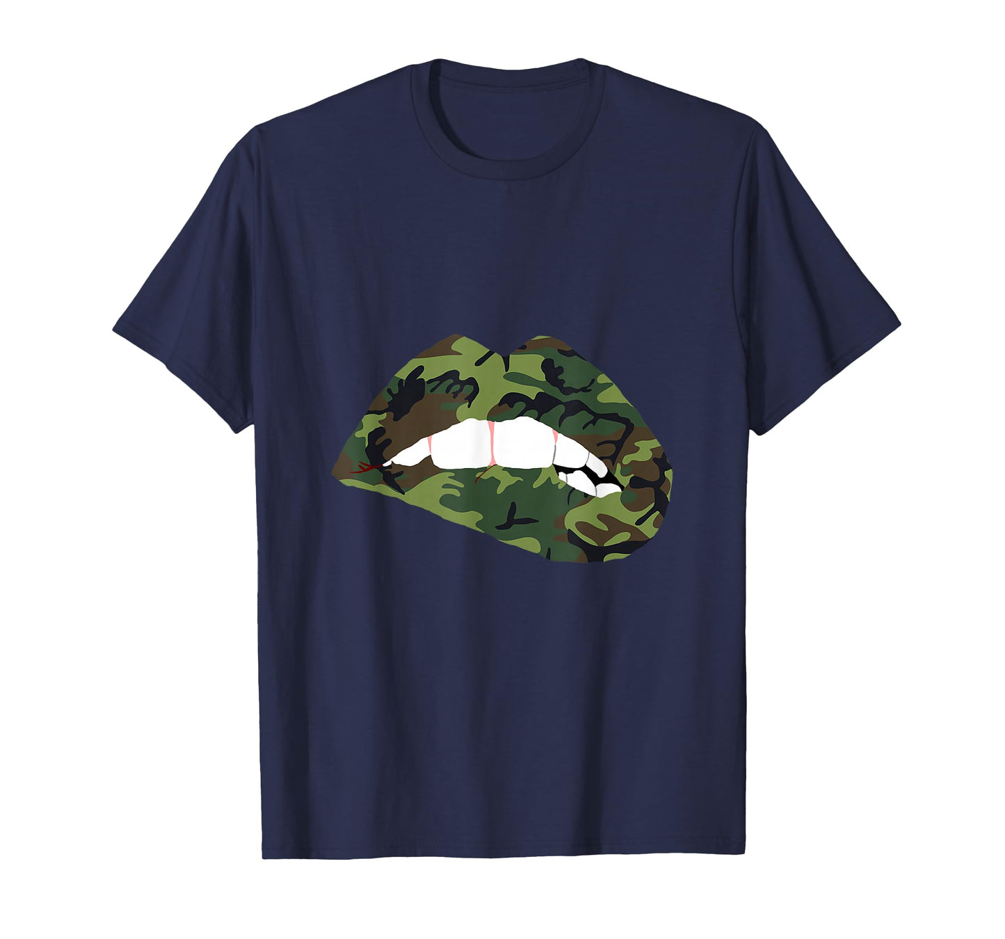 Camouflage Lips Mouth Military Kiss Me Biting Camo Kissing T-Shirt