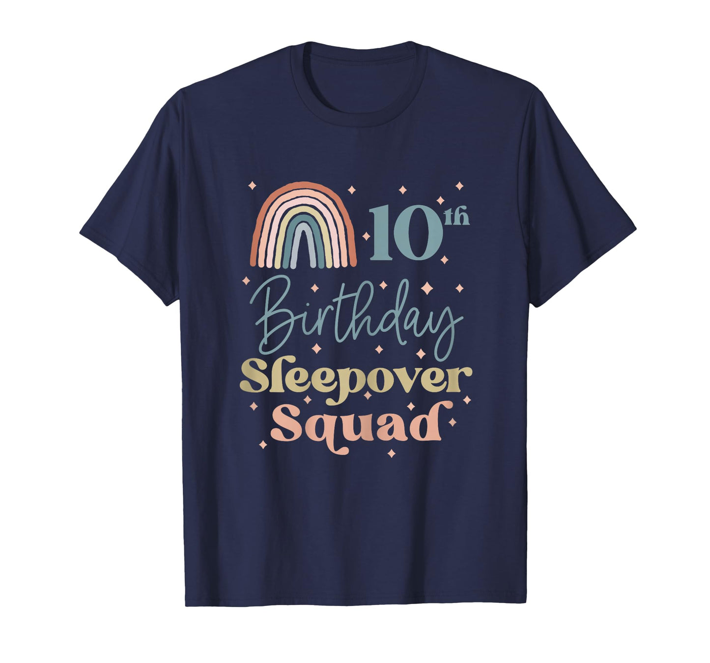 10th Birthday Boho Rainbow Sleepover Squad Pajamas for Girls T-Shirt
