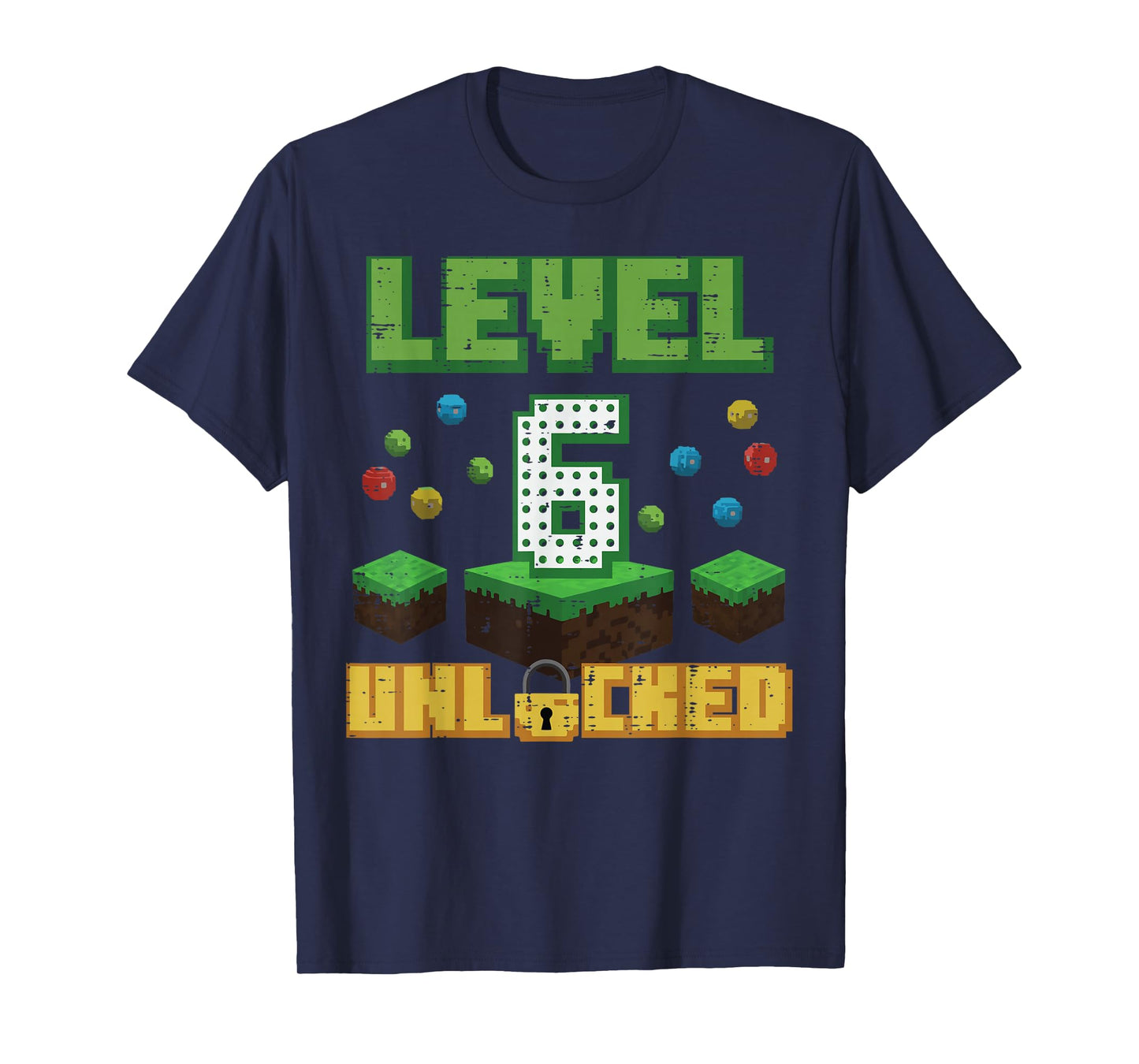 Level 6 Unlocked Pixel Gamer 6th Birthday Gaming Boys Kids T-Shirt
