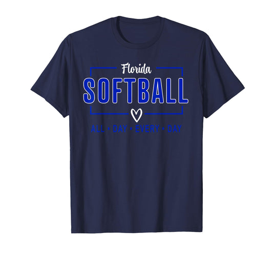 Florida Softball Vintage Mens Kids Team Retro Softball Fan T-Shirt