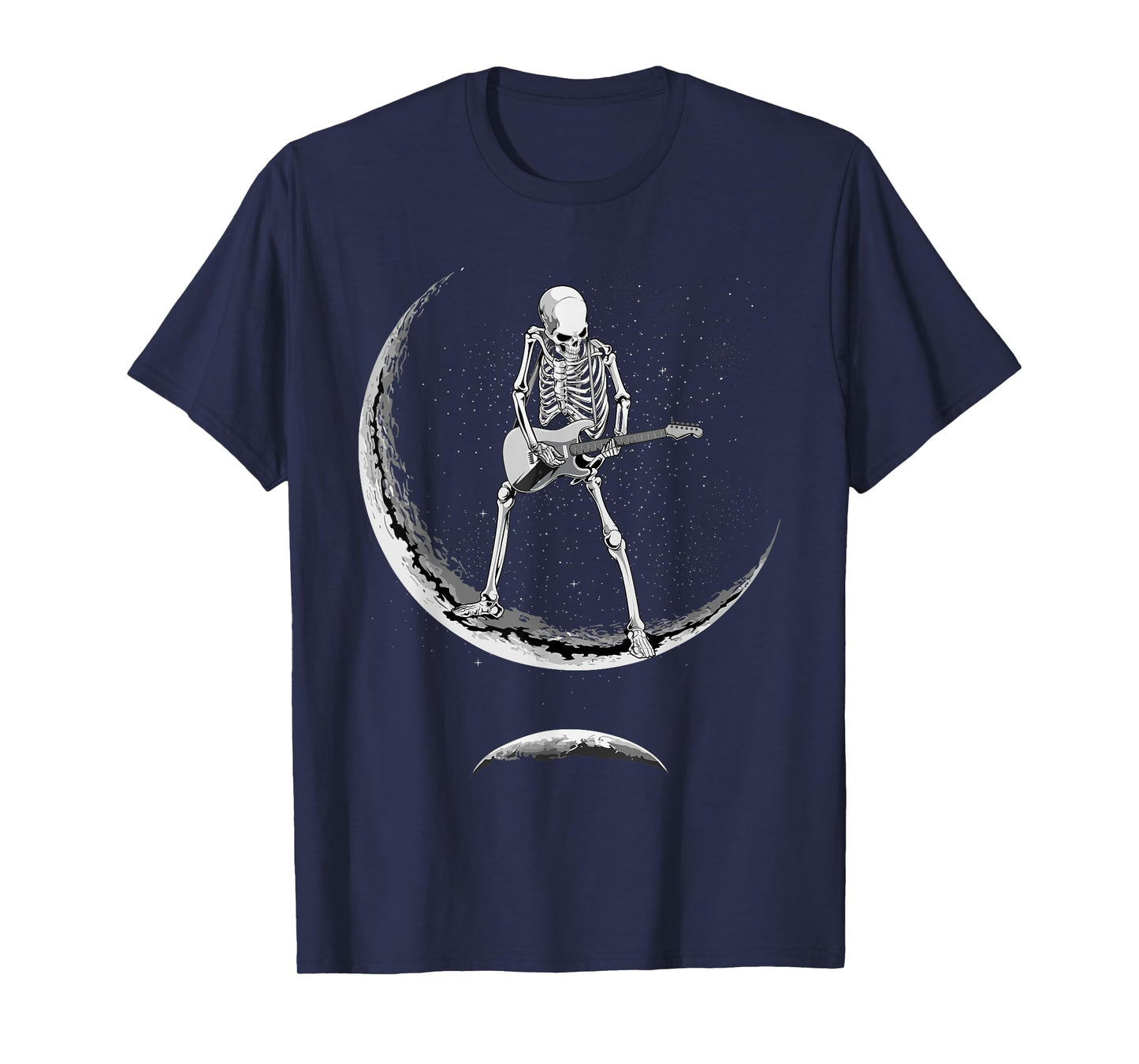 Rock On Skeleton Moon Shirt - Funny Halloween Rock And Roll T-Shirt