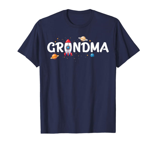 Grandma of The Birthday Boy Astronaut 1st Birthday Family T-Shirt