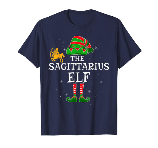 Sagittarius Elf Group Matching Family Christmas Zodiac Sign T-Shirt