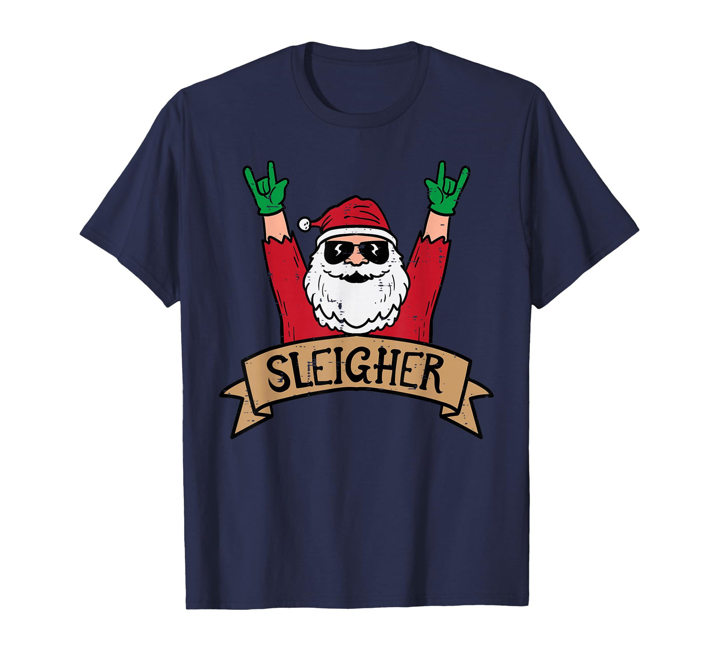 Christmas Sleigher Santa Rock Xmas Rocker Men Women Kids Boy T-Shirt