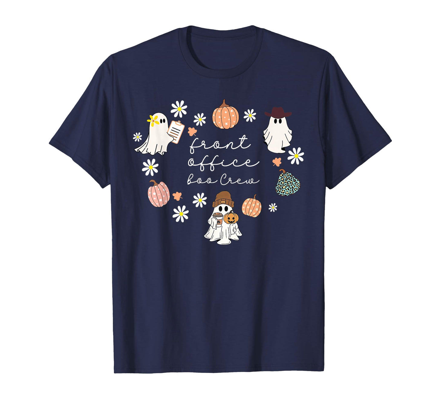 Front Office Boo Crew Pumpkin Ghost Halloween Admin Squad T-Shirt