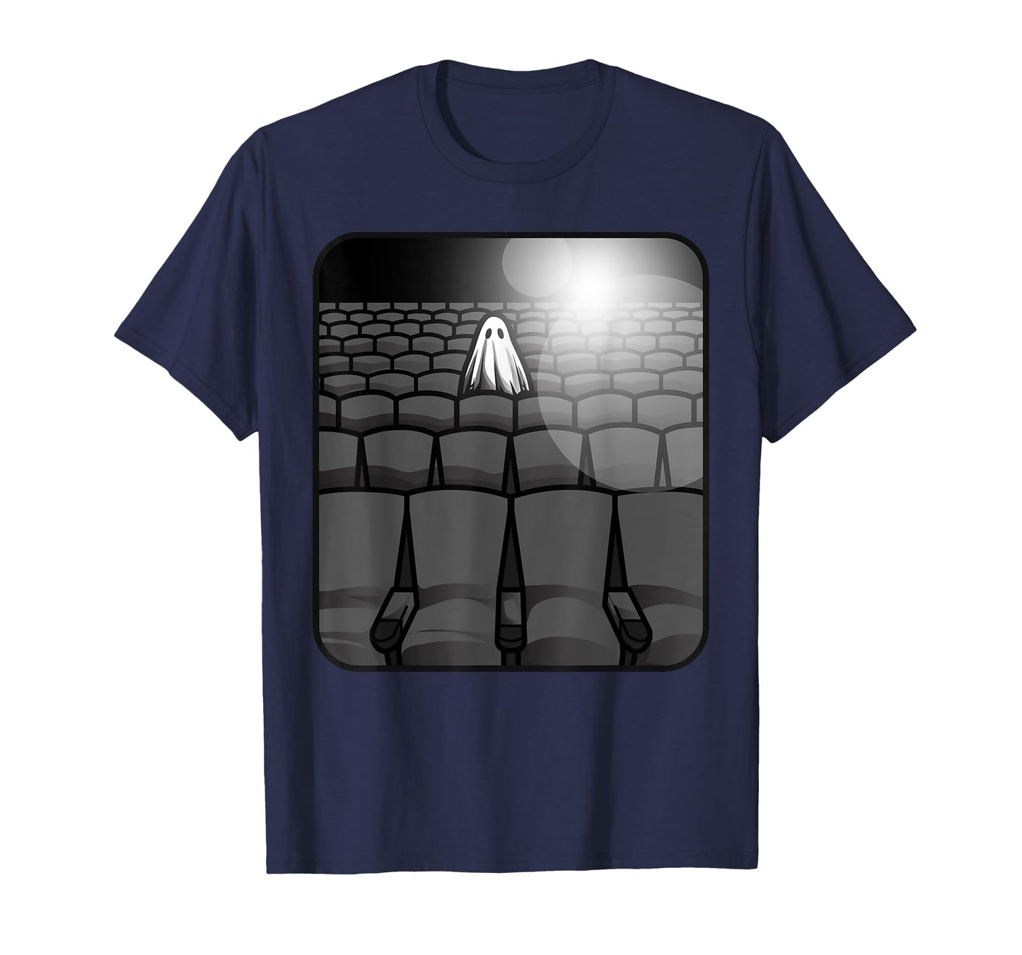 Sheet Ghost Haunted Movie Theater Sad Spooky Theatre Movies T-Shirt