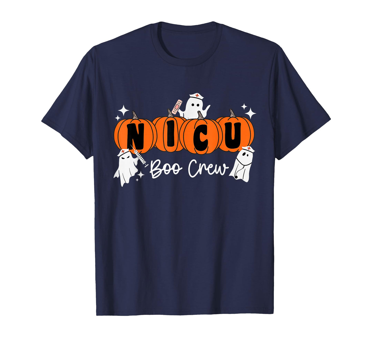 Nicu Boo Crew Ghost Pumpkin Costume NICU Nurse Halloween T-Shirt