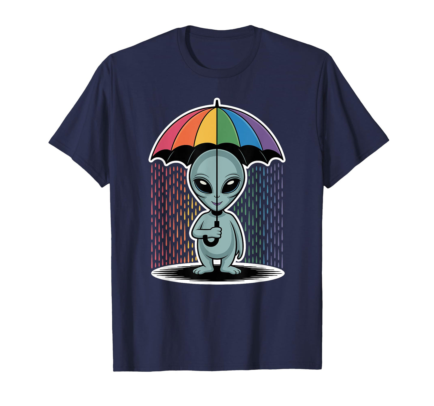 Alien LGBT Gay Pride Rainbow Flag Umbrella UFO Lover T-Shirt