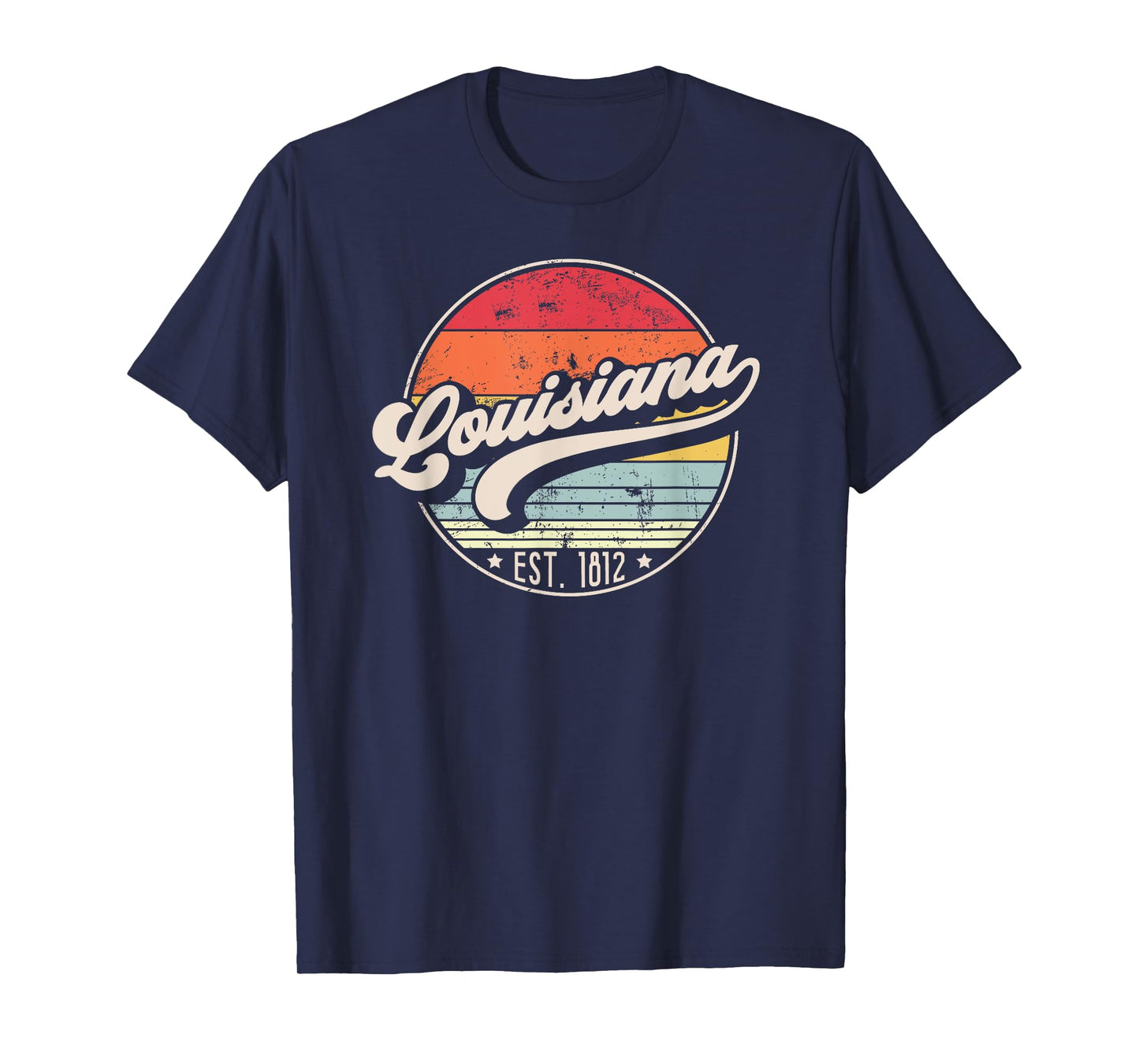 Retro Louisiana Home State LA Cool 70s Style Sunset T-Shirt