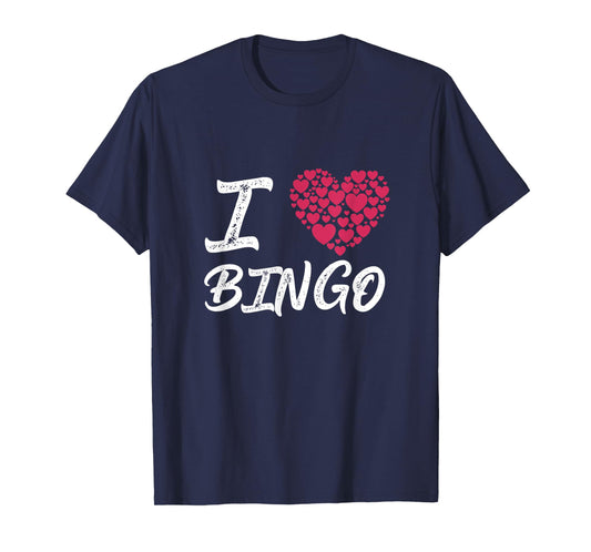 I Love Bingo Heart Player Gambling Lottery Game T-Shirt