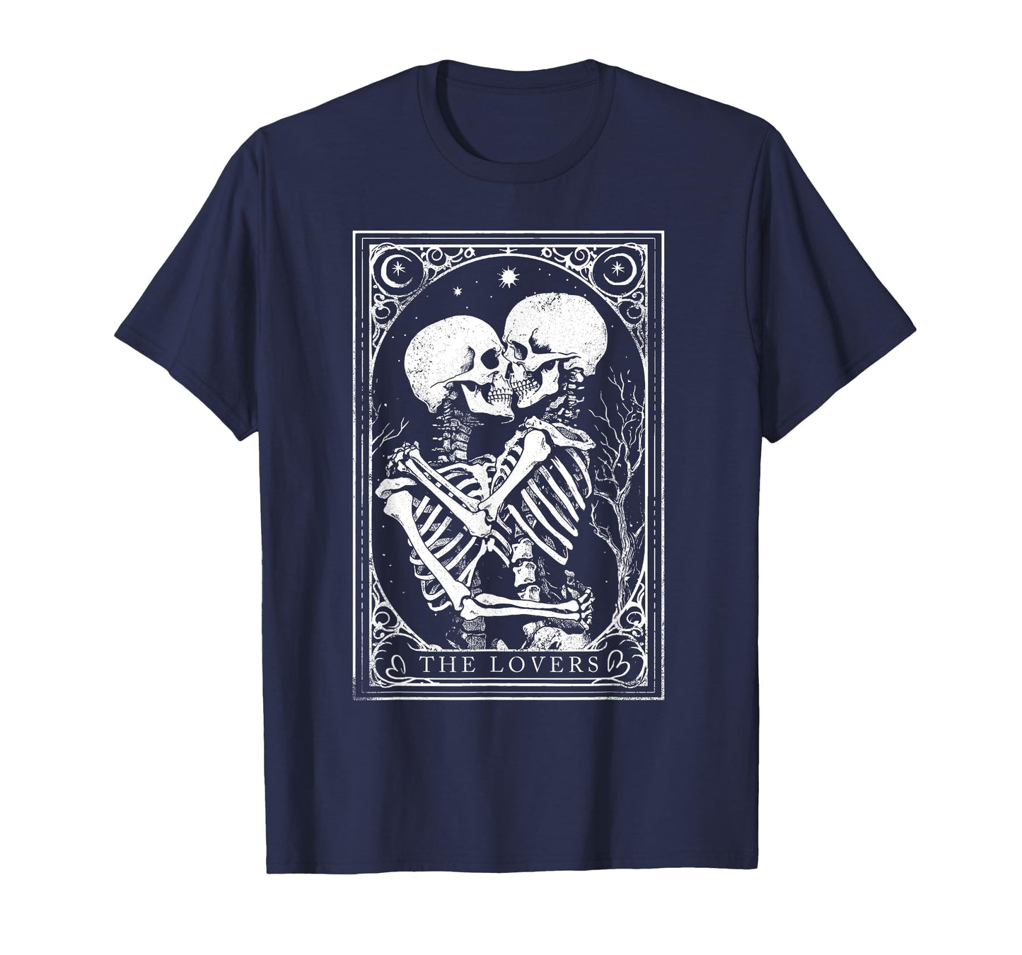 Tarot Card Shirt The Lovers Goth Skeleton Halloween Occult T-Shirt
