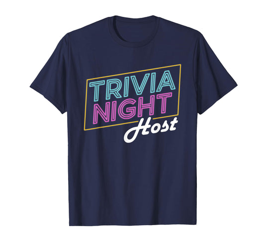 Board Game Apparel Trivia Night Host T-Shirt - Unisex Adults - Black - Short Sleeve - Letter Print - Crew Neck - Casual - Retro Trivia Host T-Shirt