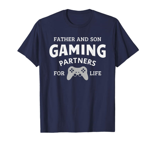 Father and Son Gaming Partners for Life Family Matching Gift T-Shirt
