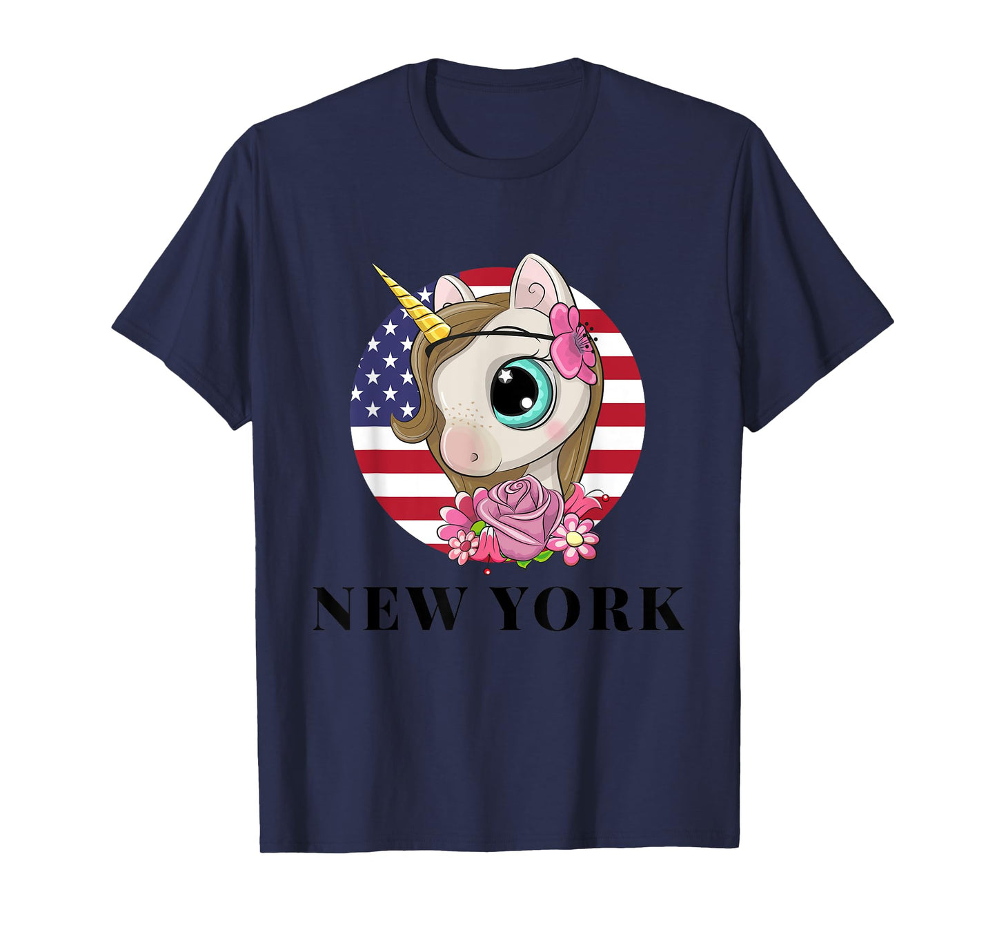 Cool Illustration New York USA Unicorn Rainbow Squad Graphic T-Shirt