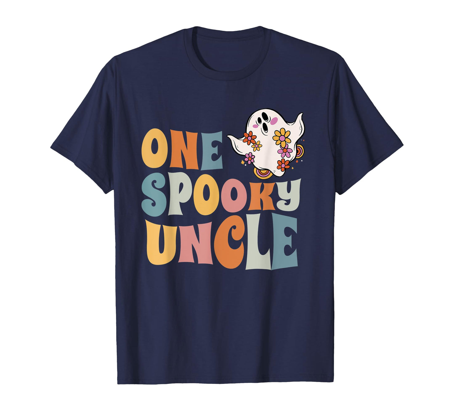 Mens One Spooky Uncle Groovy Halloween Costume T-Shirt