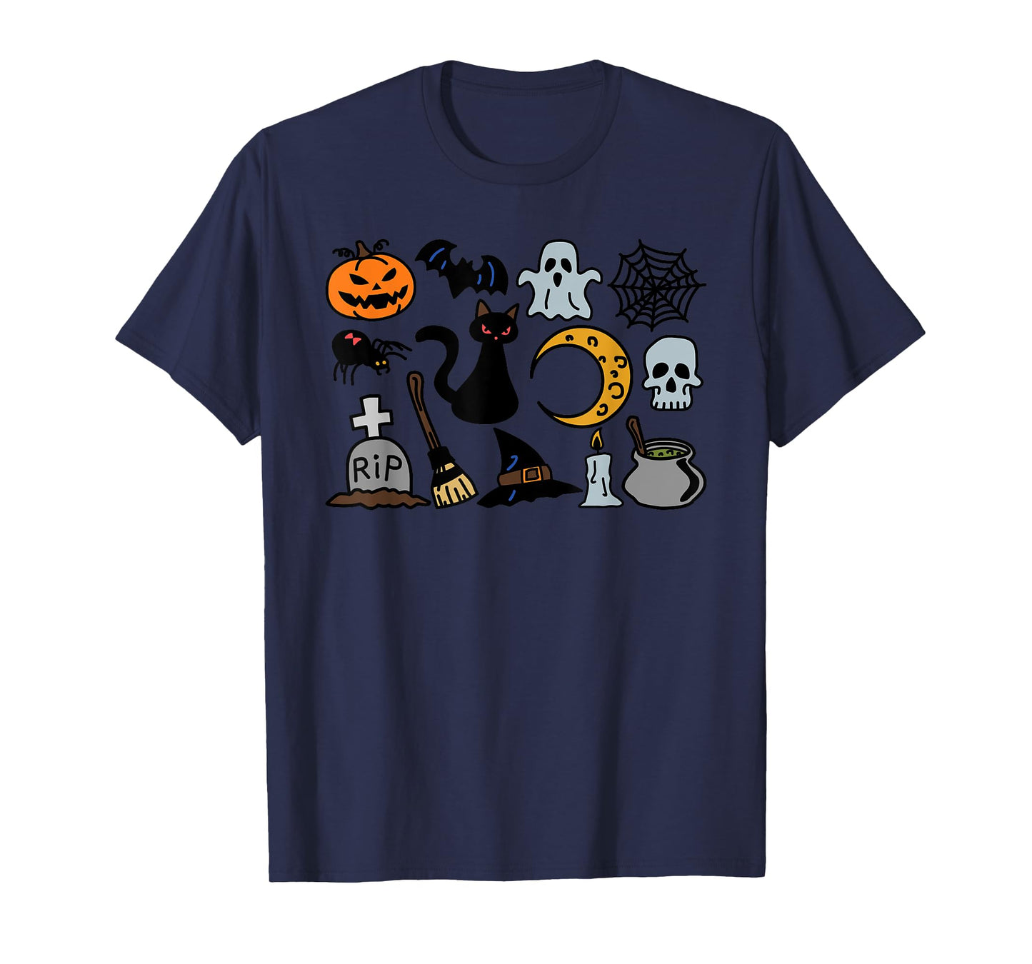 Halloween Jack O'Lantern, Bat, Cat Ghost Moon Spider T-Shirt