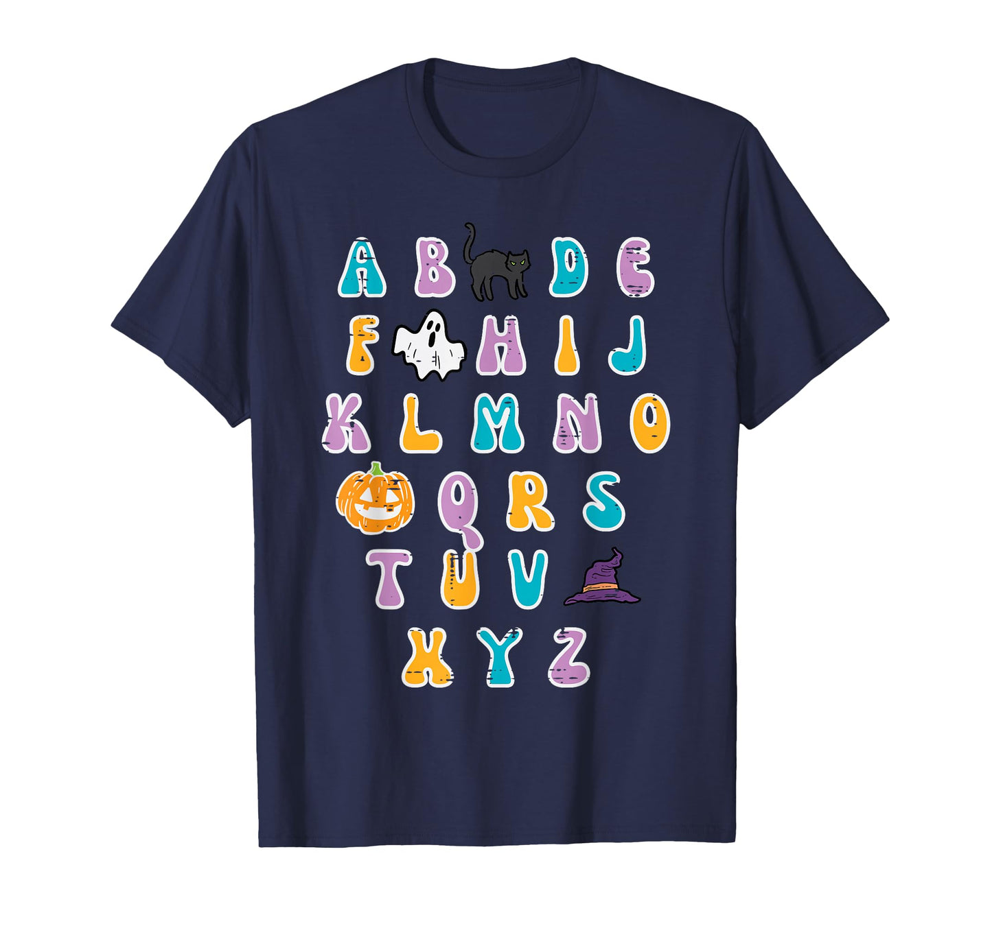Halloween ABC Alphabet Cute Costume Teacher Women Girls Kids T-Shirt