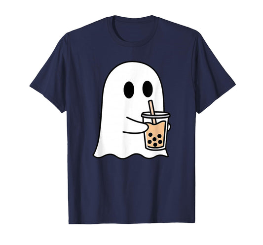 Spooky Ghost Drinking Boba Tea Halloween Costume Boba Tea T-Shirt