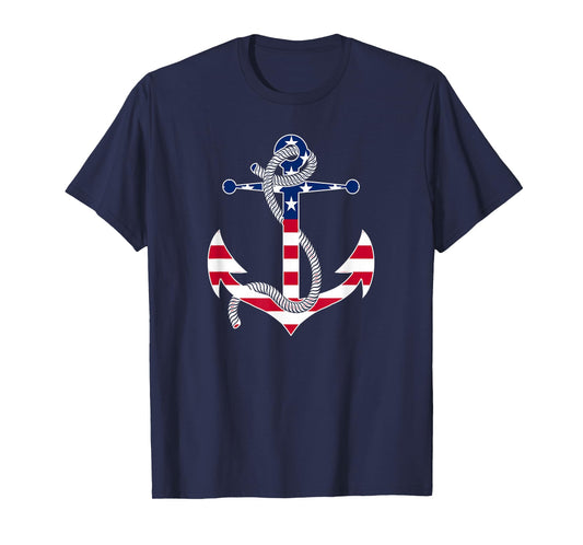 American Flag Patriotic Anchor - Memorial Day 4th of July T-Shirt