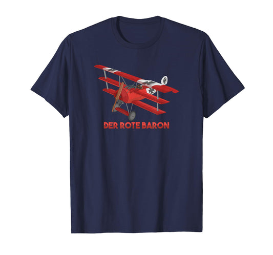 Red Baron Flying Fokker DR1 Triplane WWI Fighter Plane T-Shirt