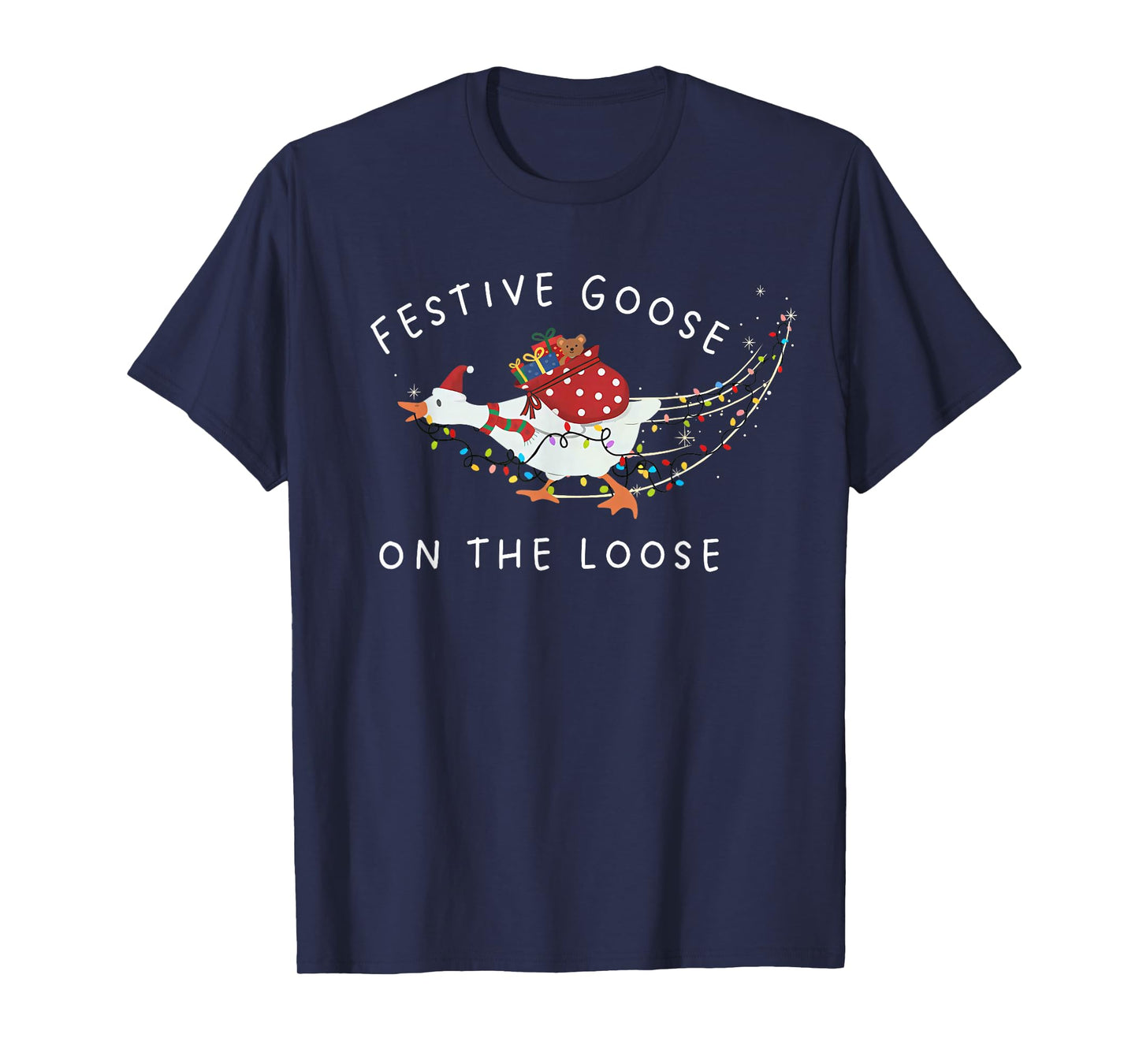 Festive Goose On The Loose Funny Goosemas Christmas Pajama T-Shirt