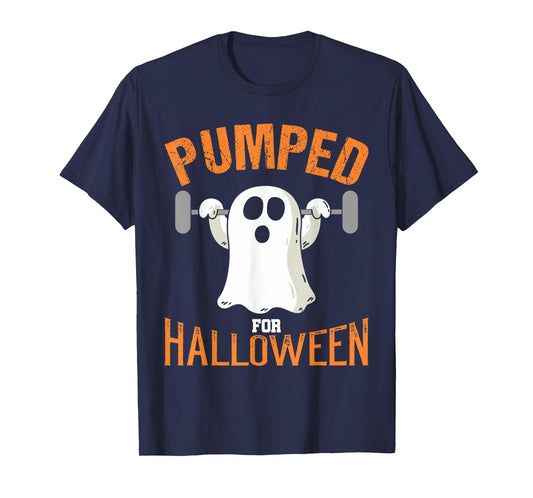 Halloween Fitness Ghost Design - Pumped Bodybuilder T-Shirt
