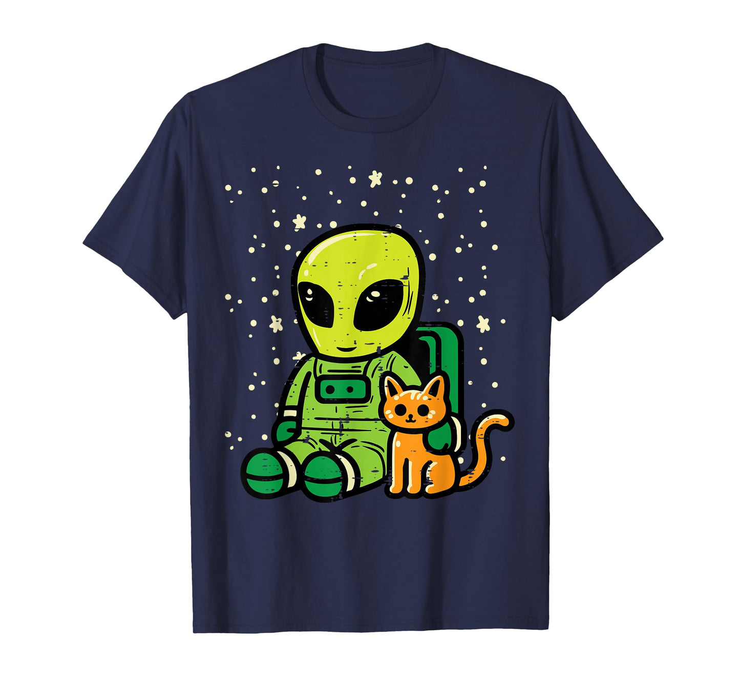 Alien Astronaut Cat Sitting Cute Ufo Girls Boys Kids Women T-Shirt