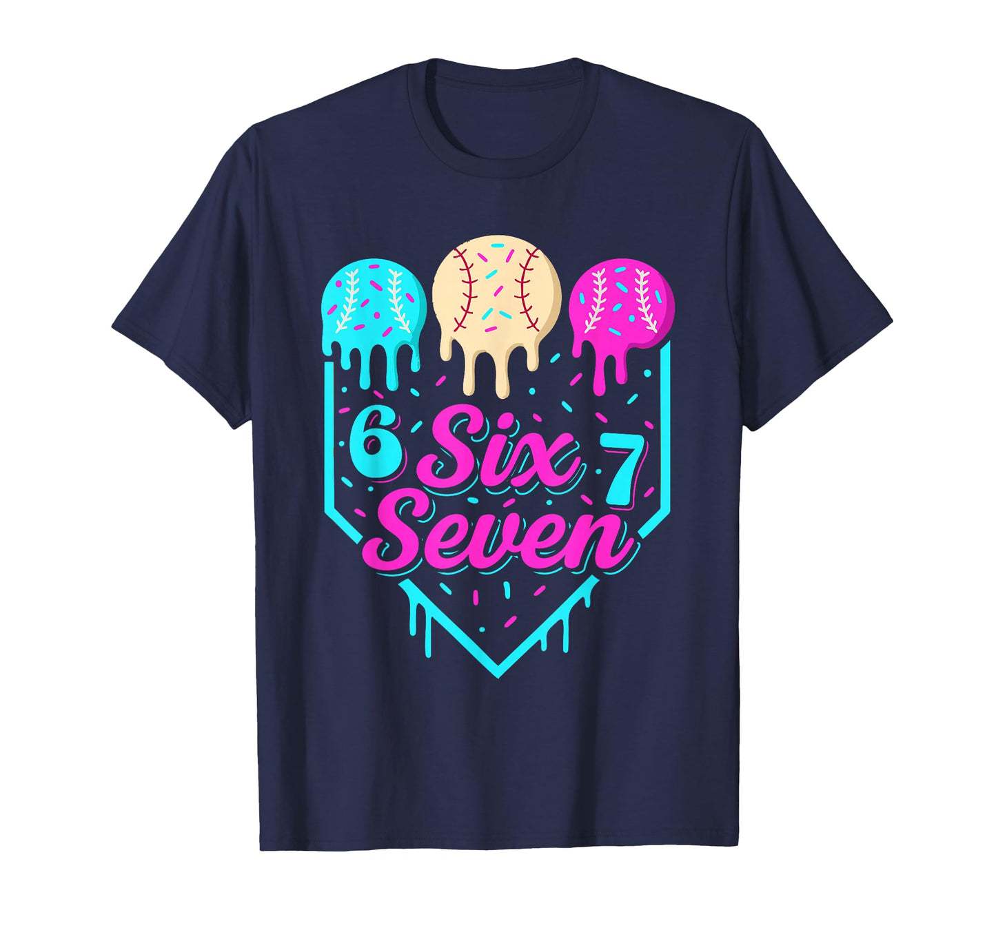 67 Ice Cream Baseball Drip Home Plate Six Seven 6 7 Meme Kid T-Shirt
