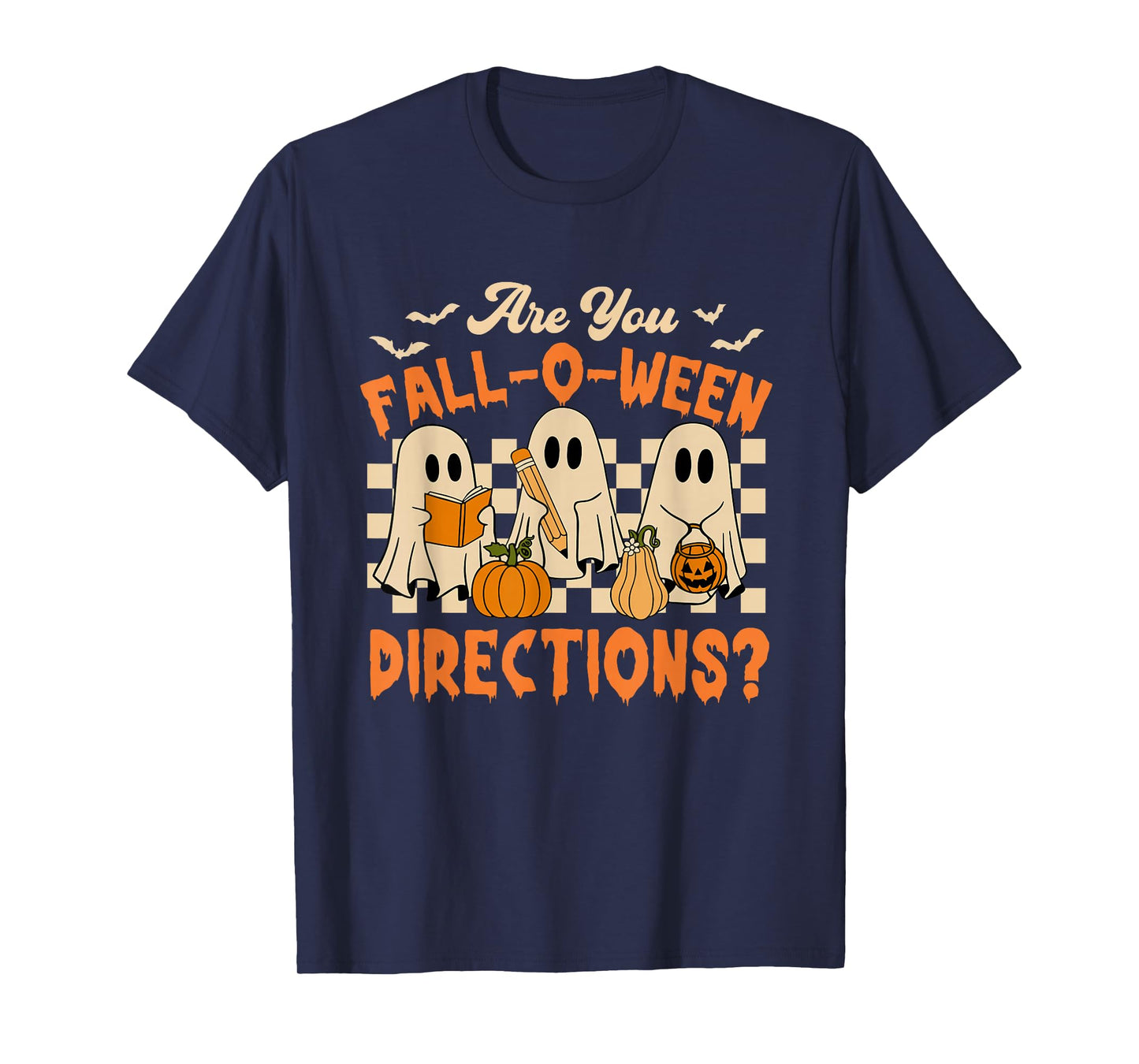 Retro are You Fall O Ween Directions Teacher Halloween Ghost T-Shirt