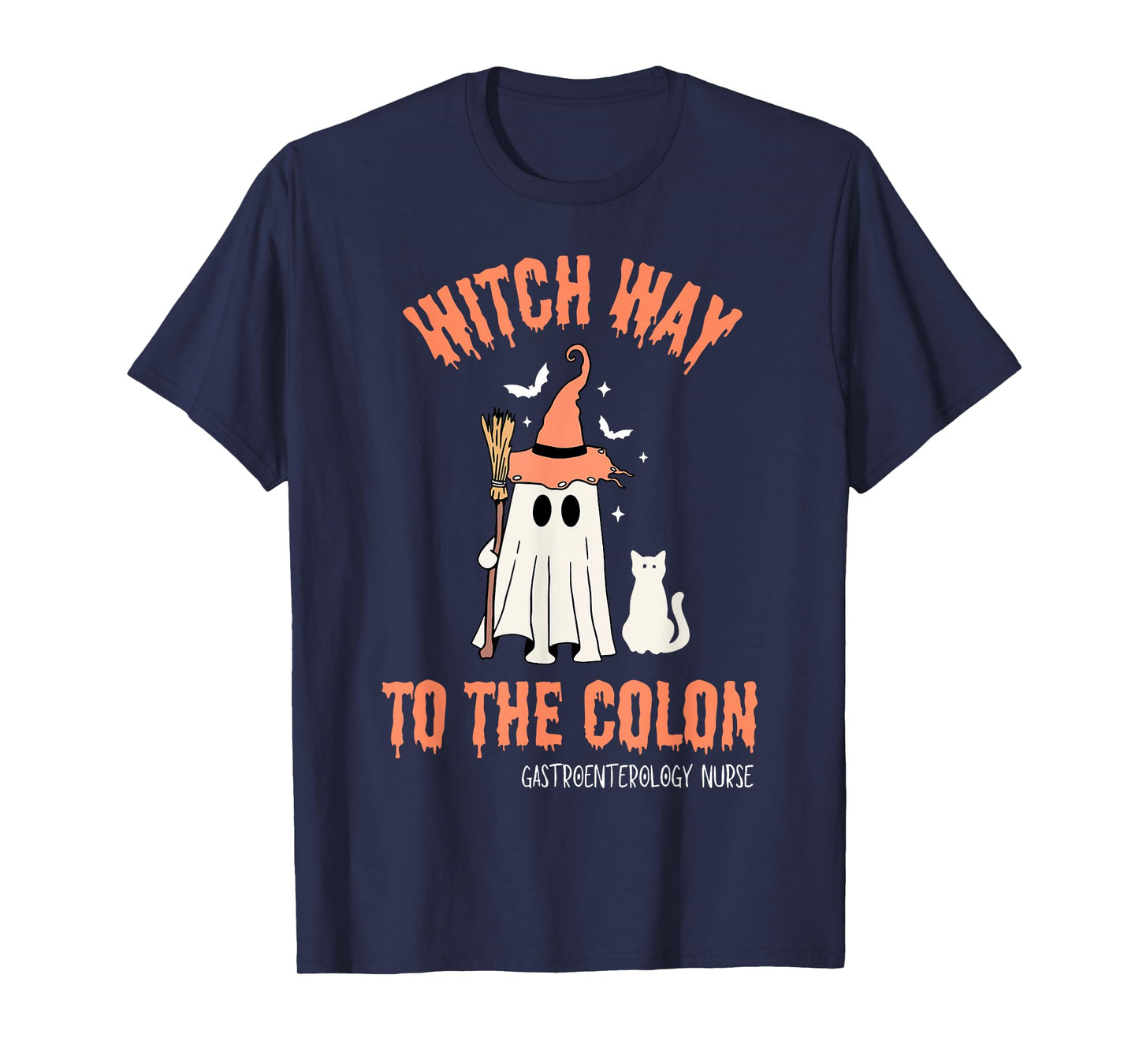 Witch Way To Colon Halloween Gastrointestinal Nurse Ghost T-Shirt