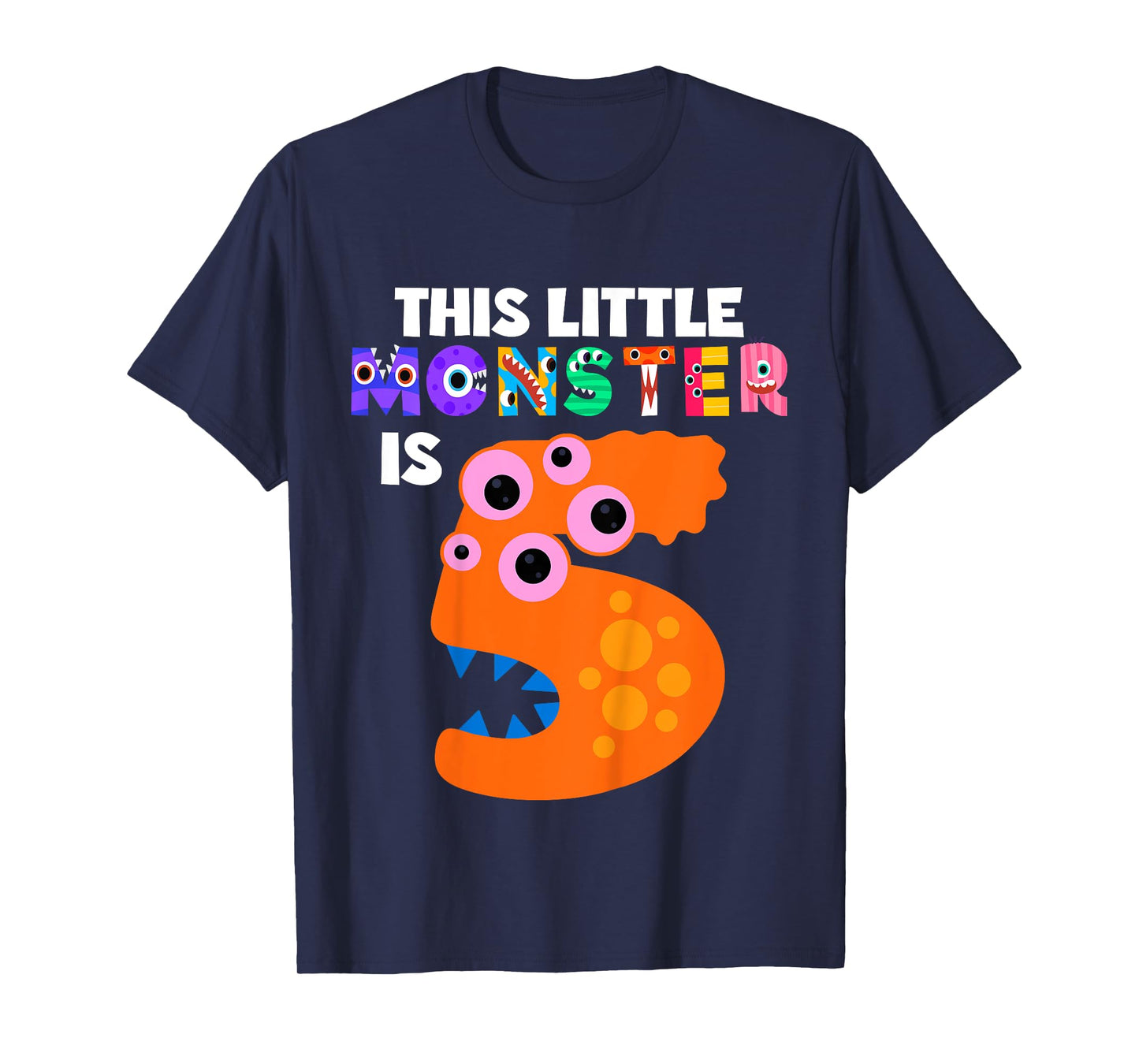 This Little Monster is 5 Five Years 5th Birthday Party Alien T-Shirt