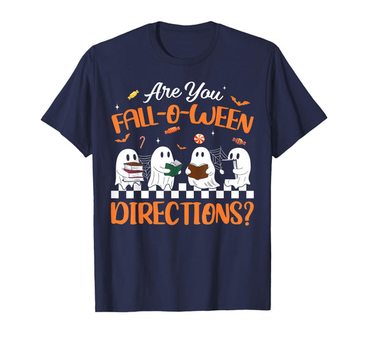 Retro are You Fall O Ween Directions Teacher Halloween Ghost T-Shirt