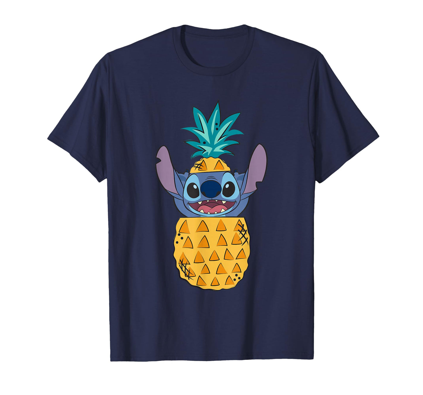 Disney Lilo & Stitch Cute Pineapple Surprise Chest Portrait T-Shirt