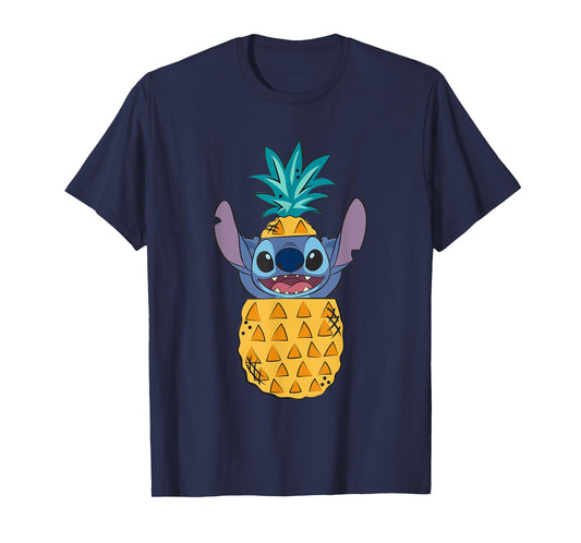 Disney Lilo & Stitch Cute Pineapple Surprise Chest Portrait T-Shirt