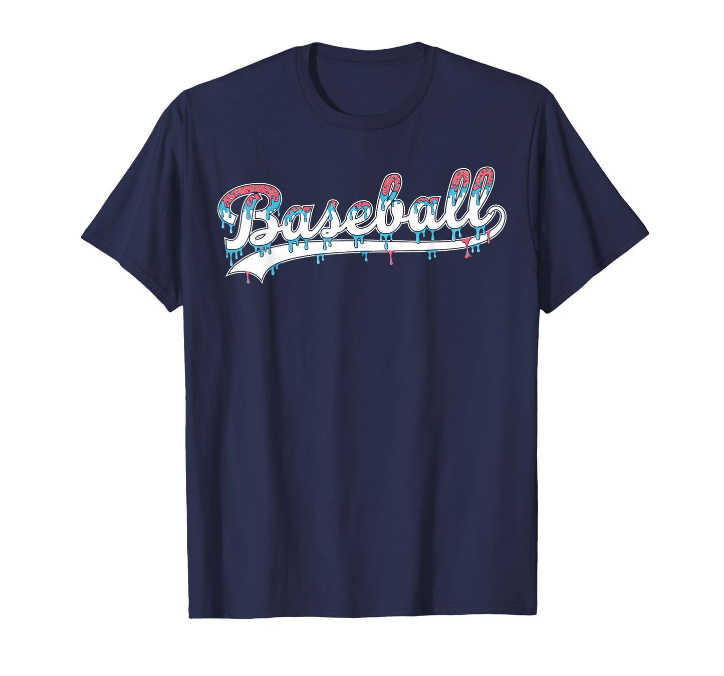 Baseball Ice Cream Drip Boys and Girls Batter Game Day T-Shirt