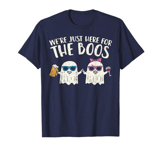We're Just Here For Boos Ghosts Halloween Costume For Couple T-Shirt