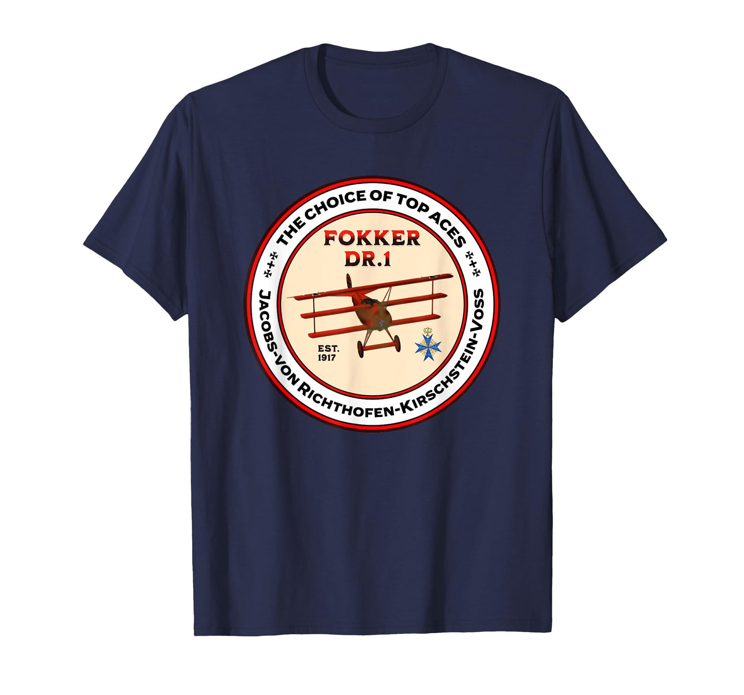 Fokker DR1 Triplane WW1 Fighter Plane Choice Of Top Aces T-Shirt