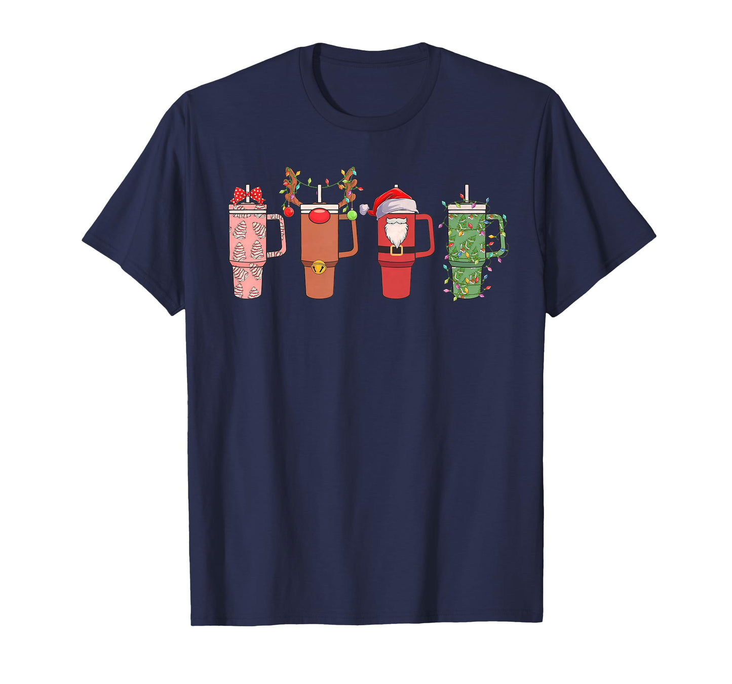 Santa Reindeer Stanley Tumbler Christmas Xmas Pajamas Funny T-Shirt
