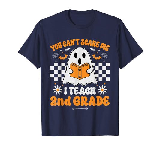 You Can't Scare Me I Teach 2nd Grade Retro Teacher Halloween T-Shirt