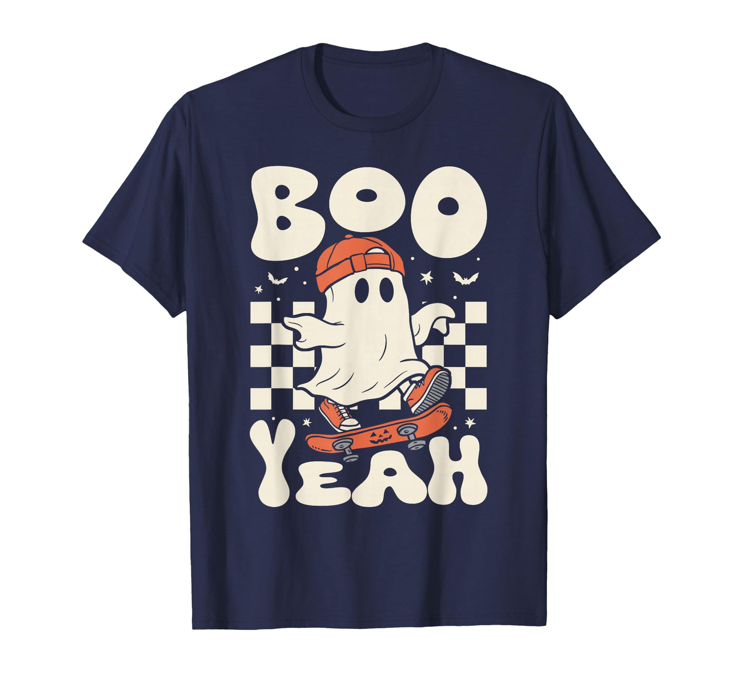 Boo Yeah Halloween Ghost Boys Retro Skateboard Toddler Kids T-Shirt