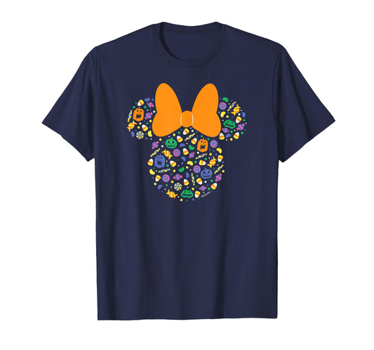 Disney Minnie Mouse Halloween Head Icon Pumpkins and Candy T-Shirt