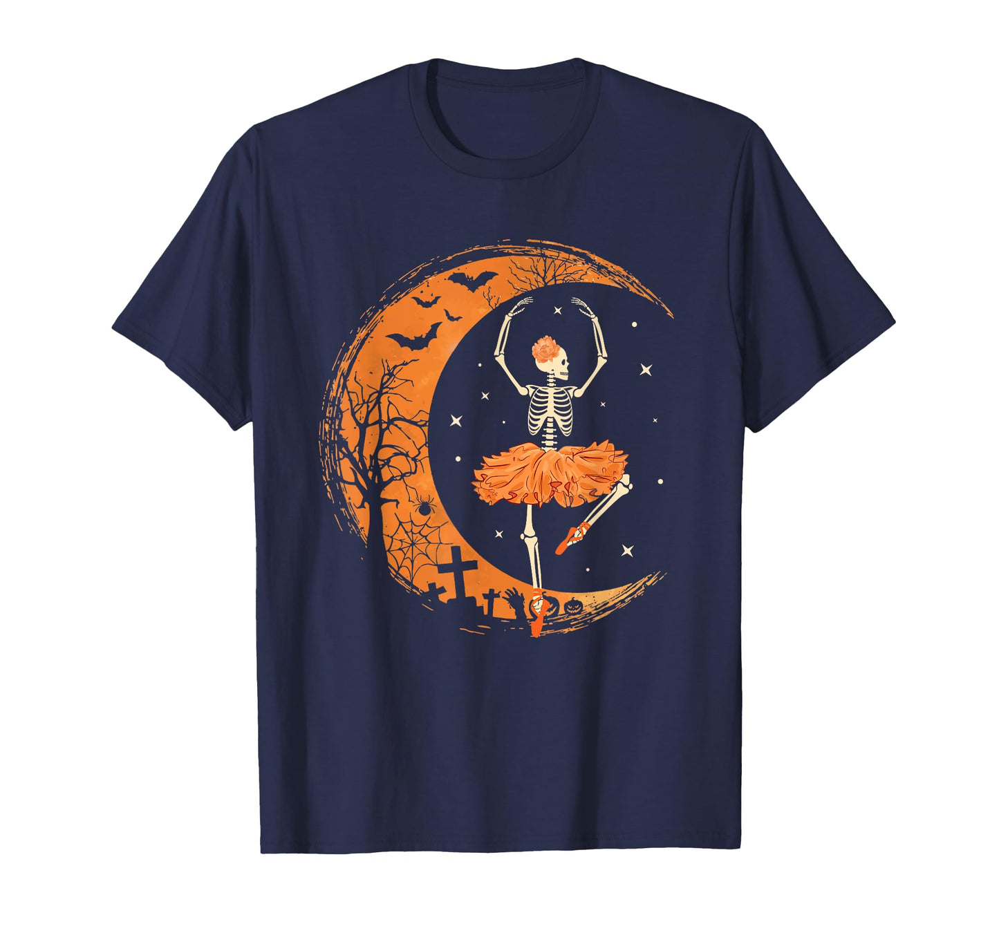 Dancing Skeleton Ballerina Ballet Dance Halloween Women Girl T-Shirt